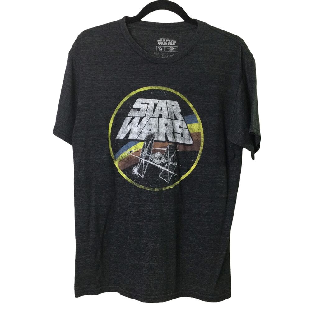 Star Wars Grunge Retro TIE Fighter Graphic Mad Engine Crewneck T-shirt M